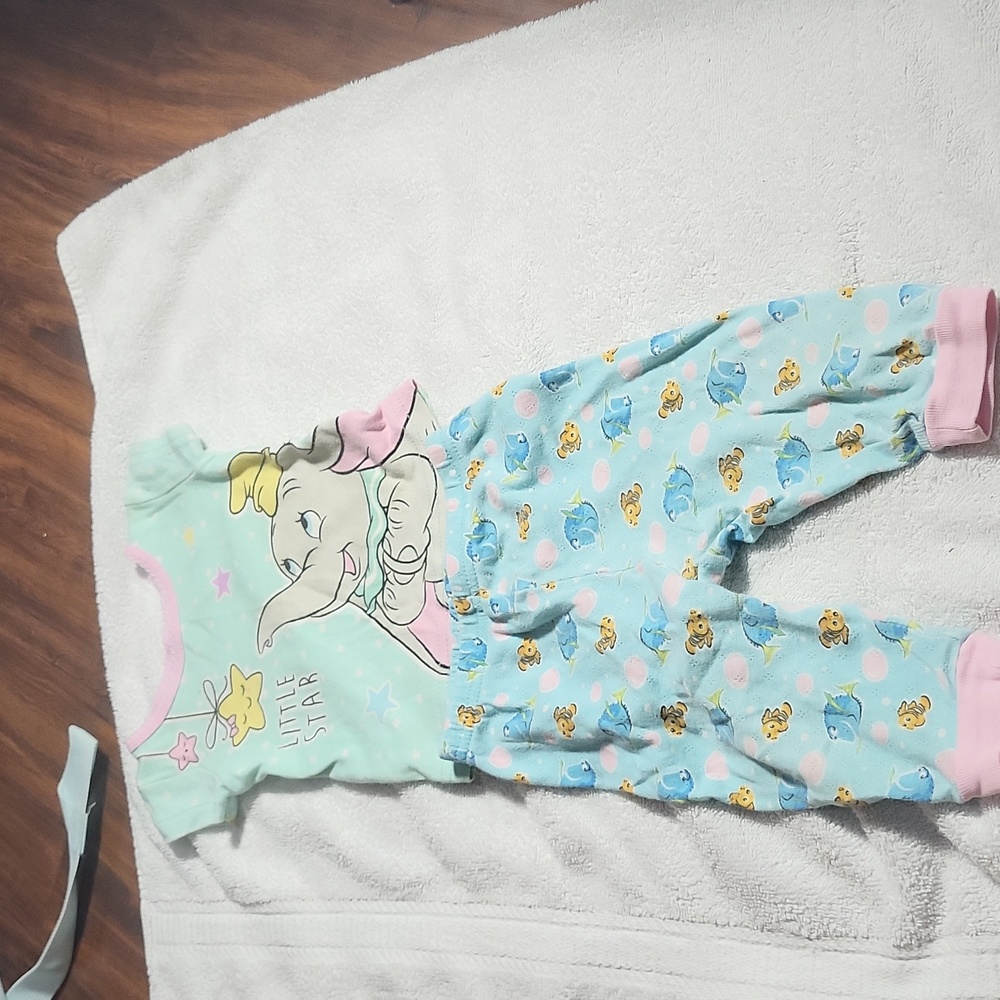 Dinsey Baby 9m and 12m gray and yellow and pink and teal